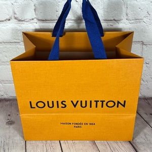 Louis Vuitton Gift Bag Orange Blue Handles Black Size 9.75” X 6” X 8.25”